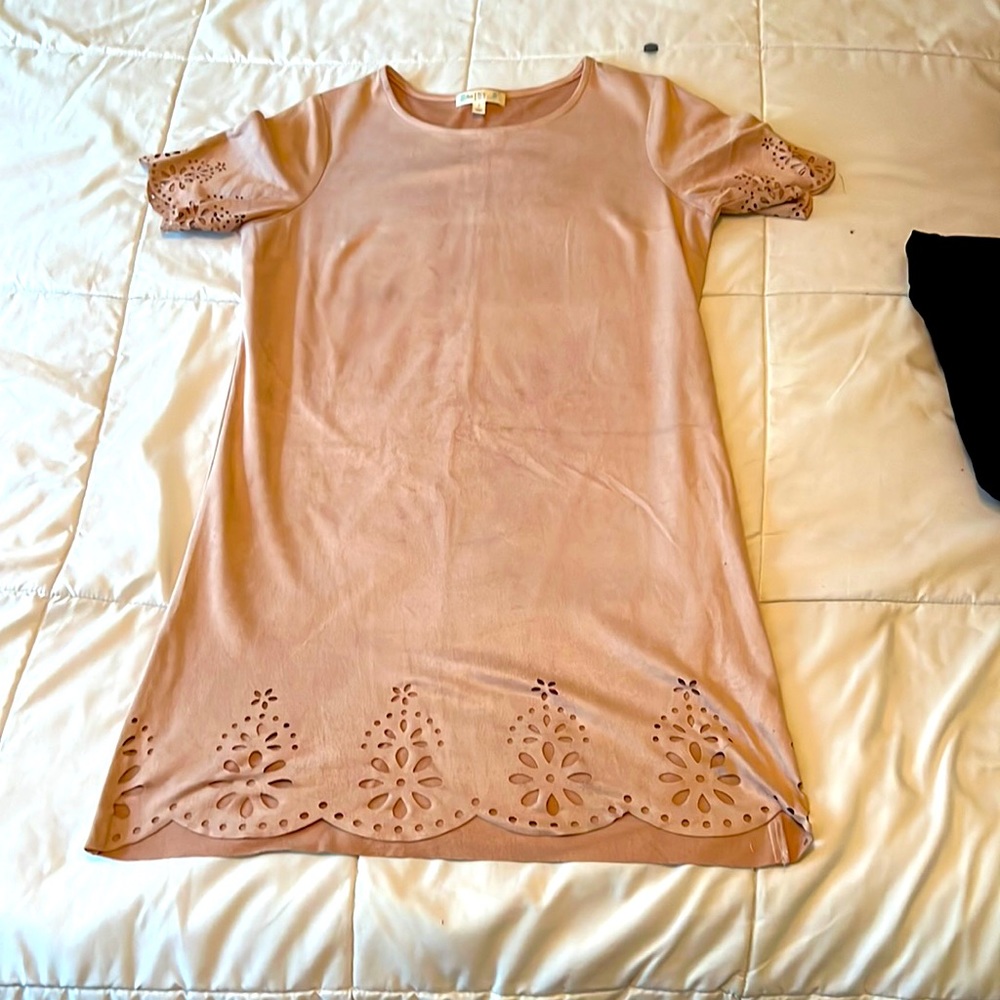 Pink lace edge mini dress